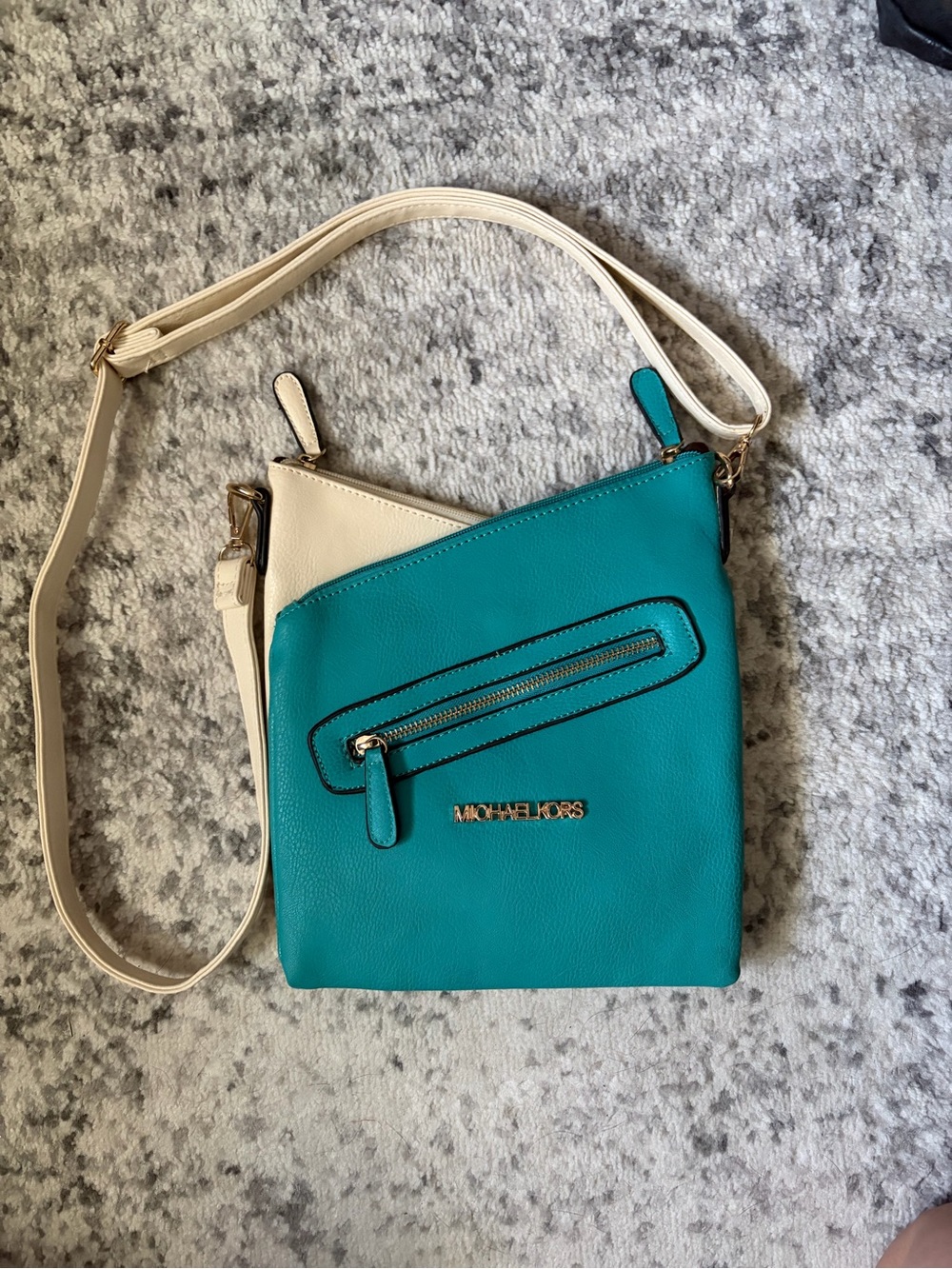 Michael Kors Teal and Cream Crossbody Bag